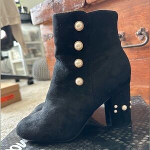 Black Pearl Studded Italian Booties